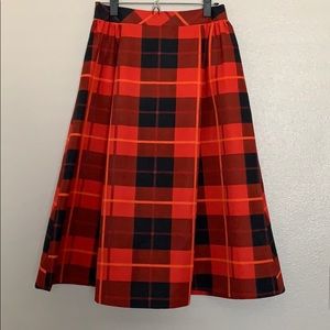 Kate Spade red plaid midi skirt